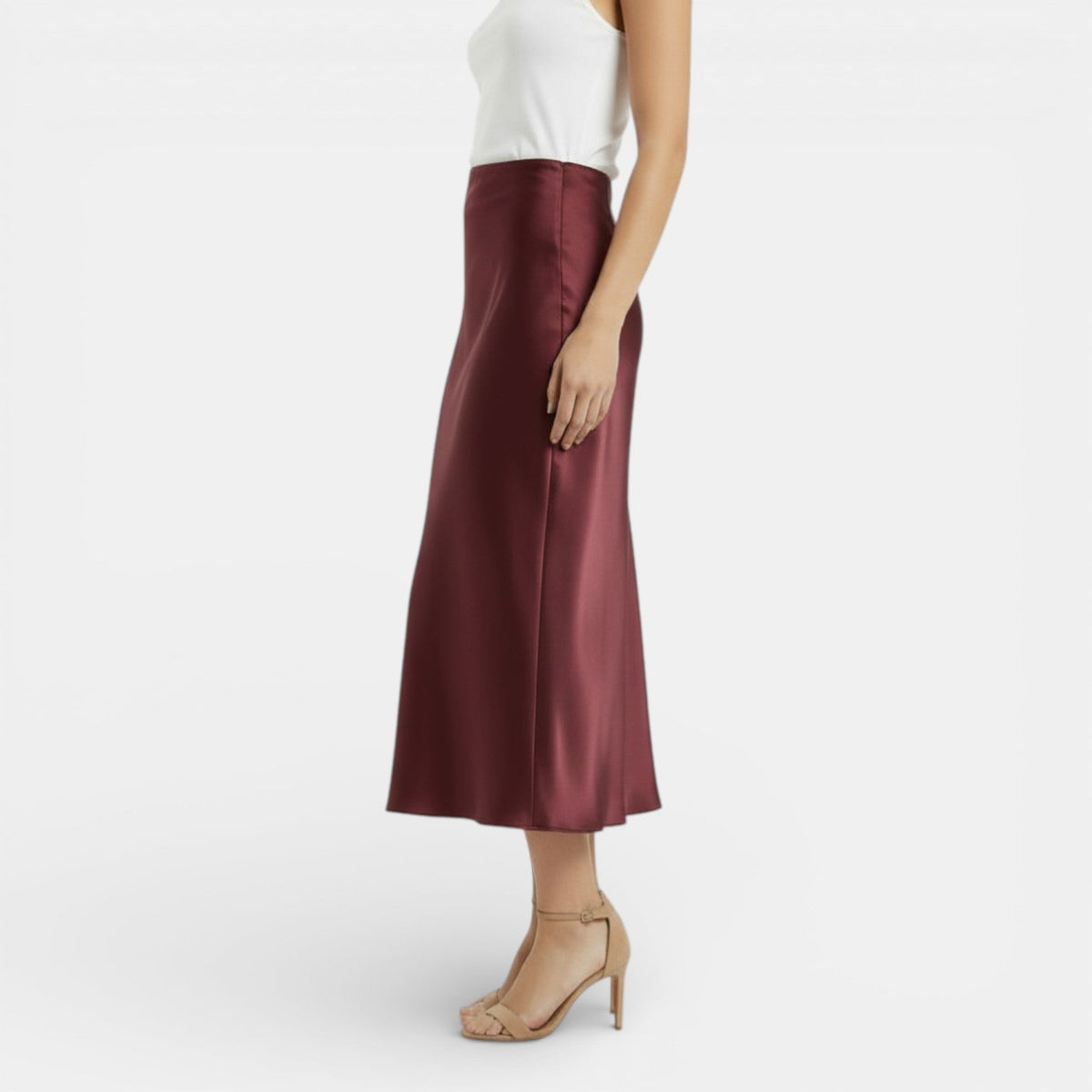 Women's High Waist Satin Skirt