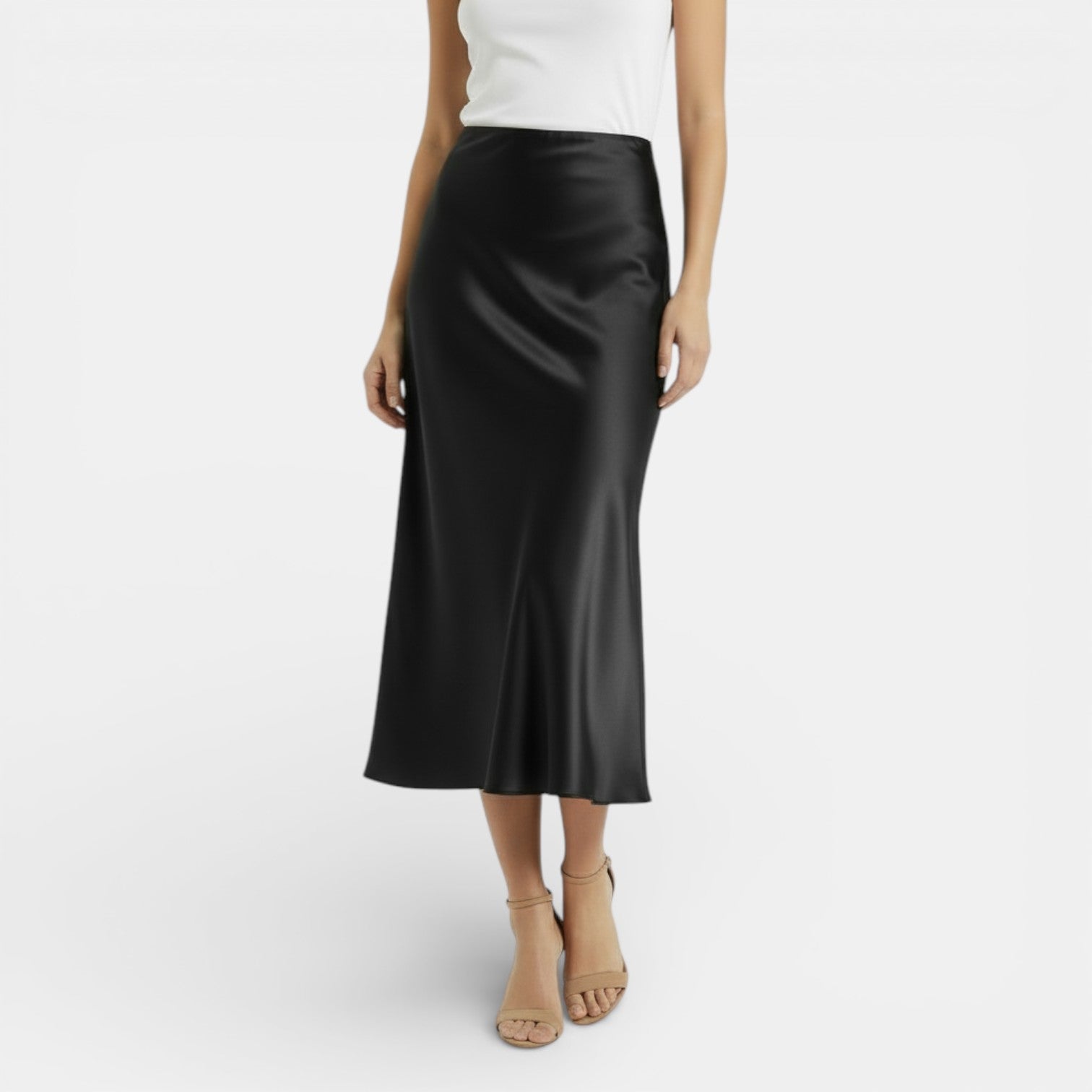 Women's High Waist Satin Skirt