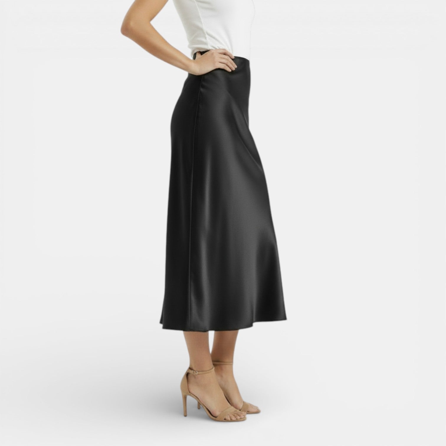 Women's High Waist Satin Skirt