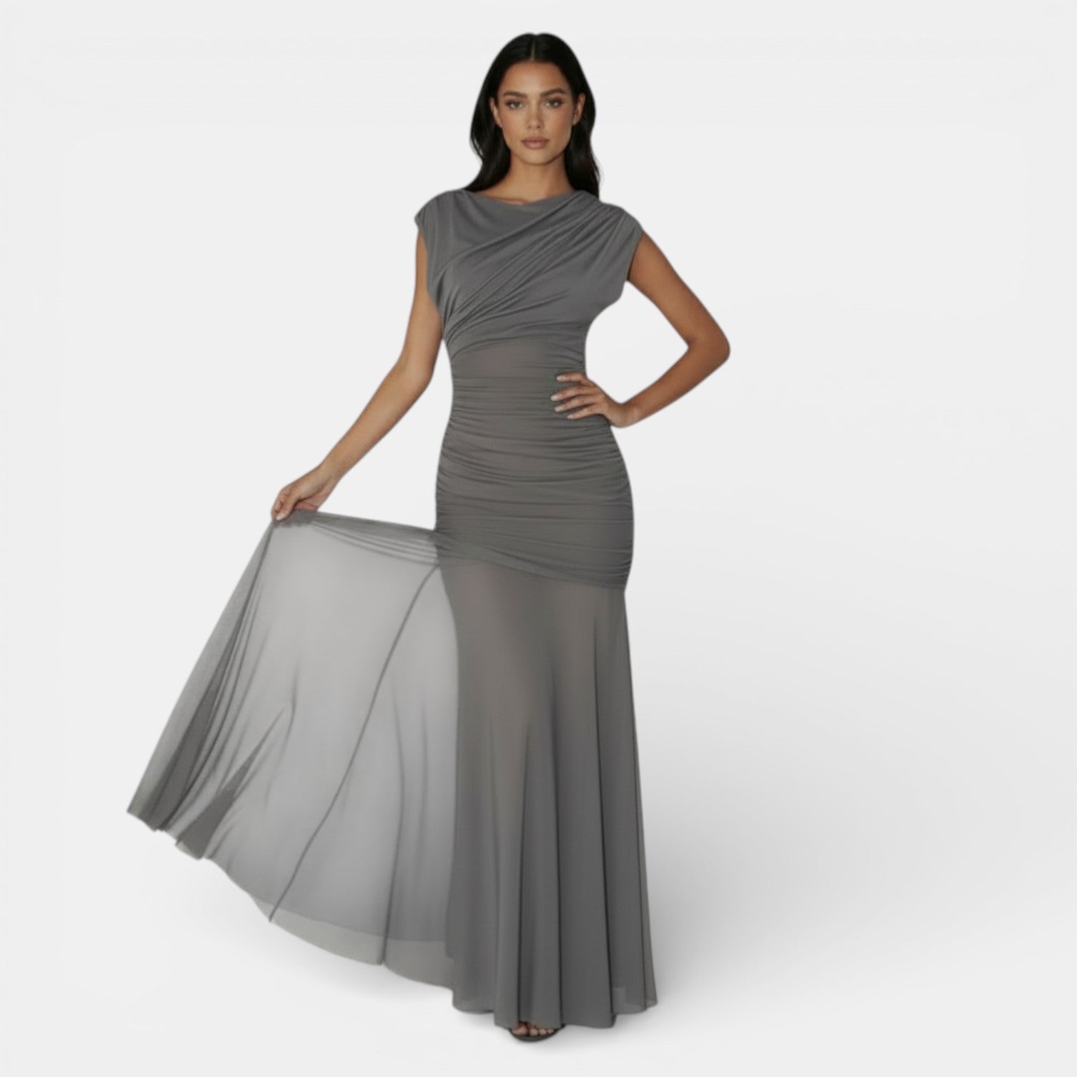 Irregular Long Mesh Dress