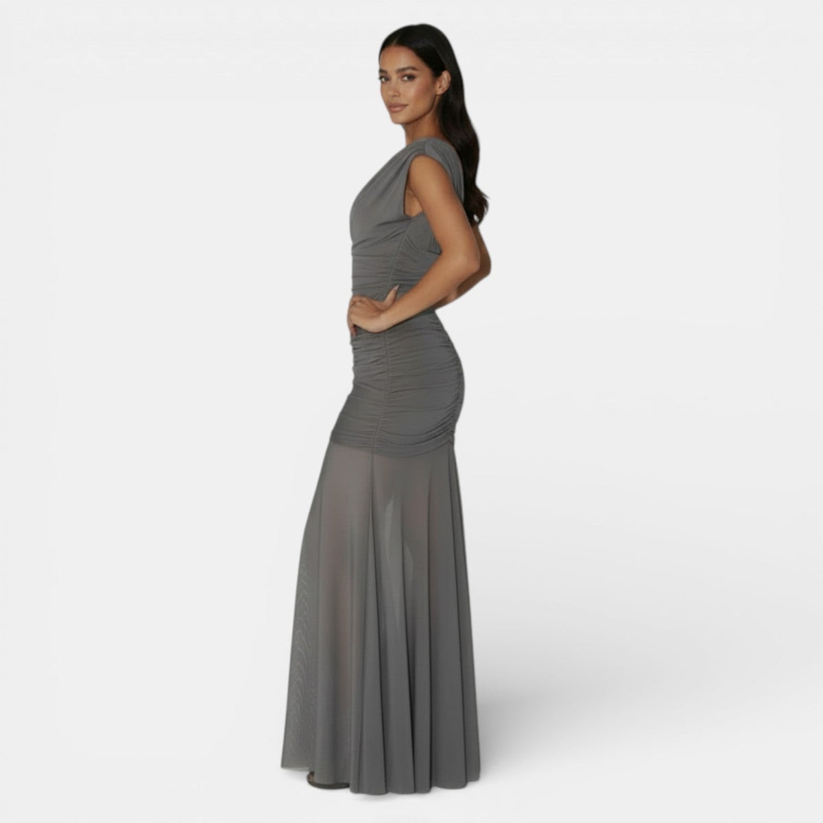 Irregular Long Mesh Dress