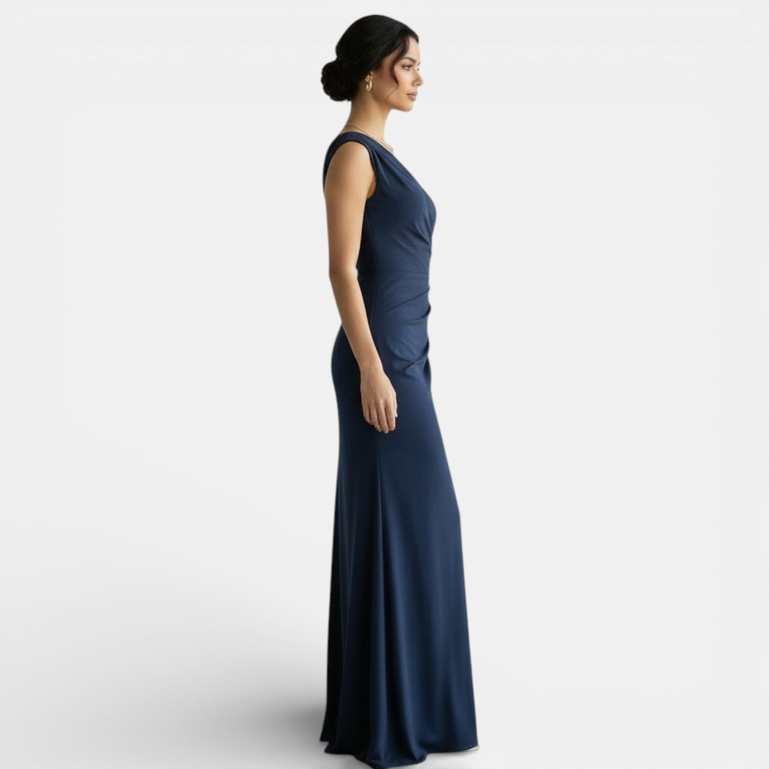 One-Shoulder Pleated Evening Gown