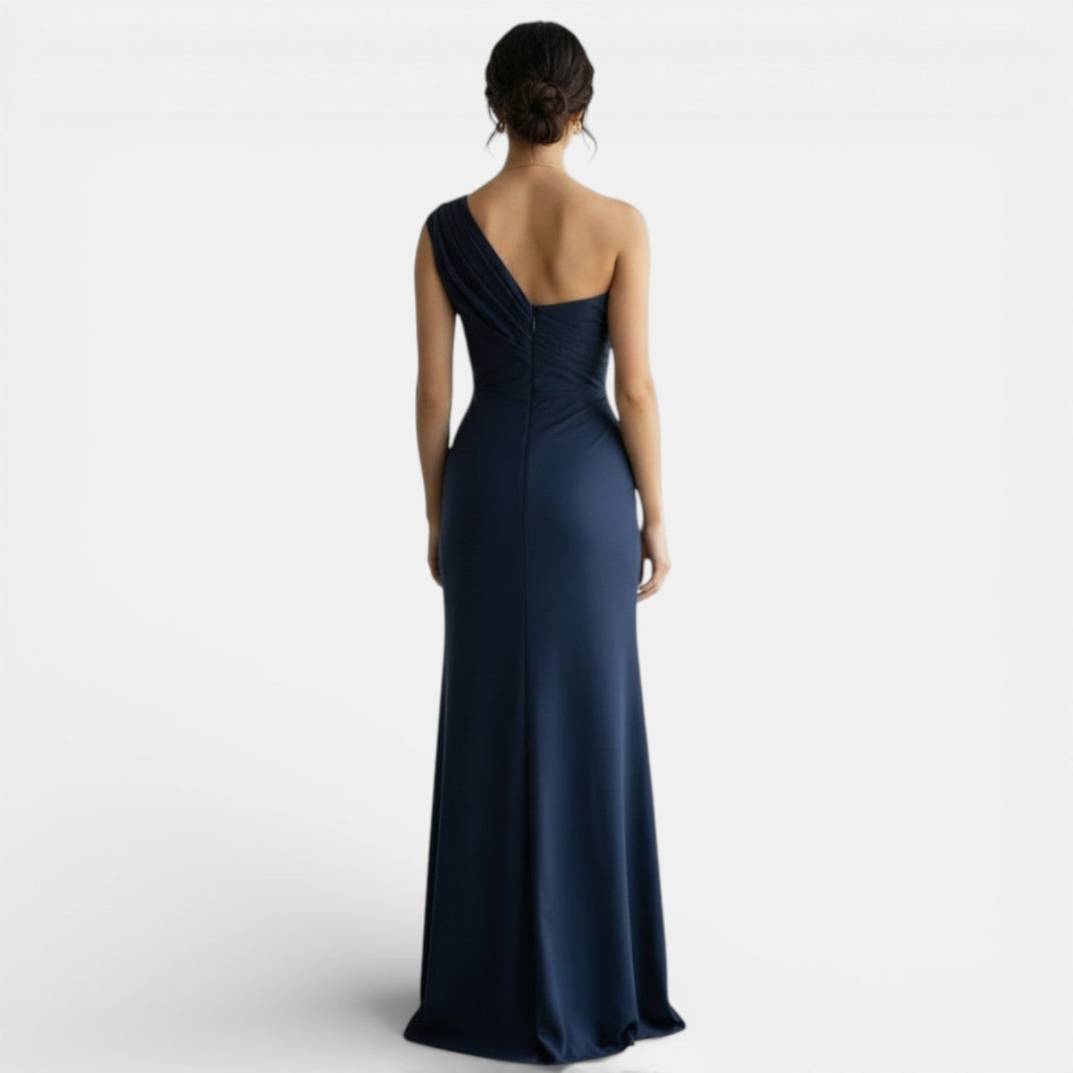 One-Shoulder Pleated Evening Gown
