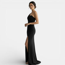 One-Shoulder Pleated Evening Gown