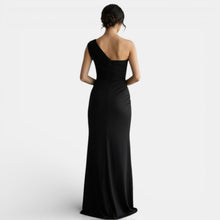 One-Shoulder Pleated Evening Gown