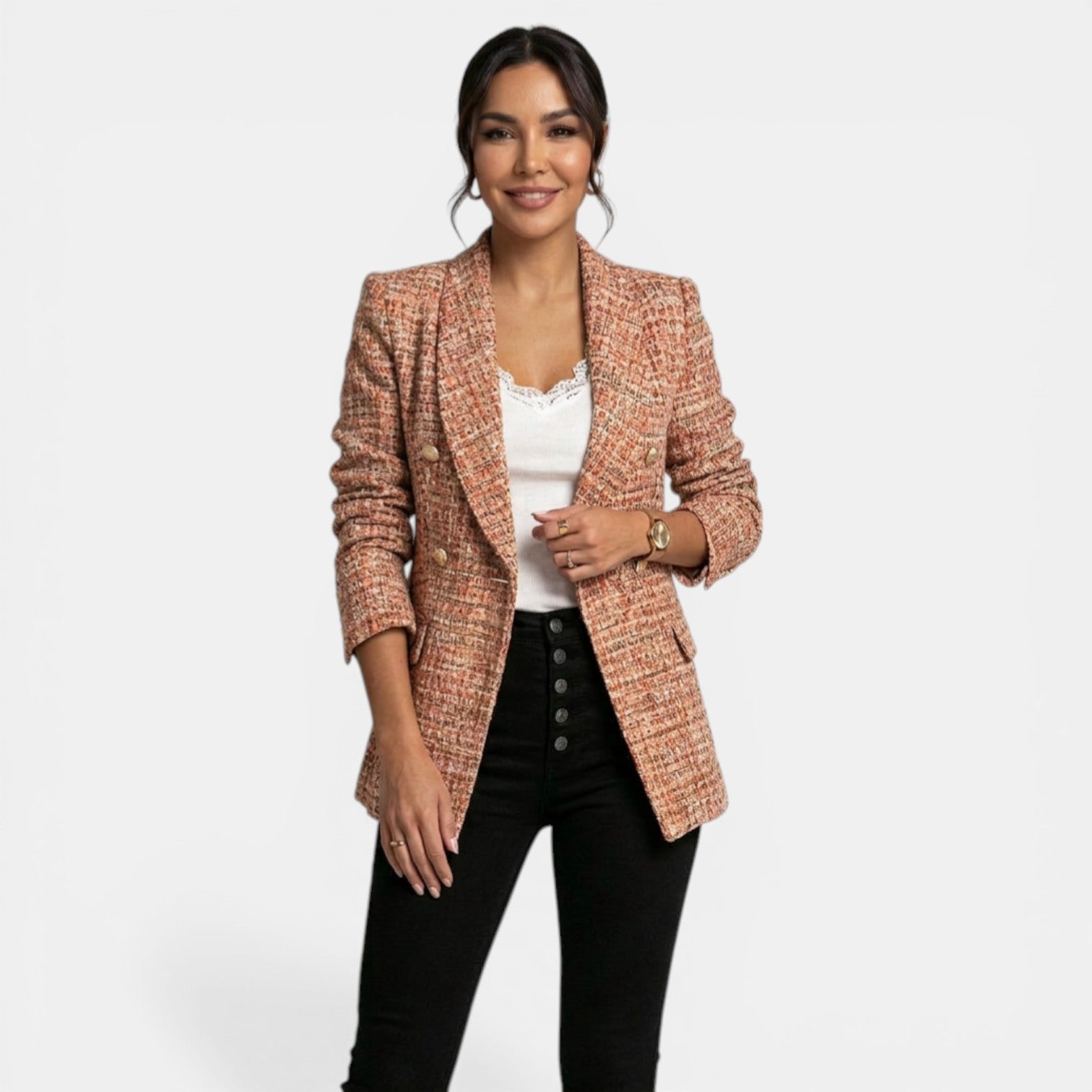 Women's Double-Breasted Printed Blazer Coat