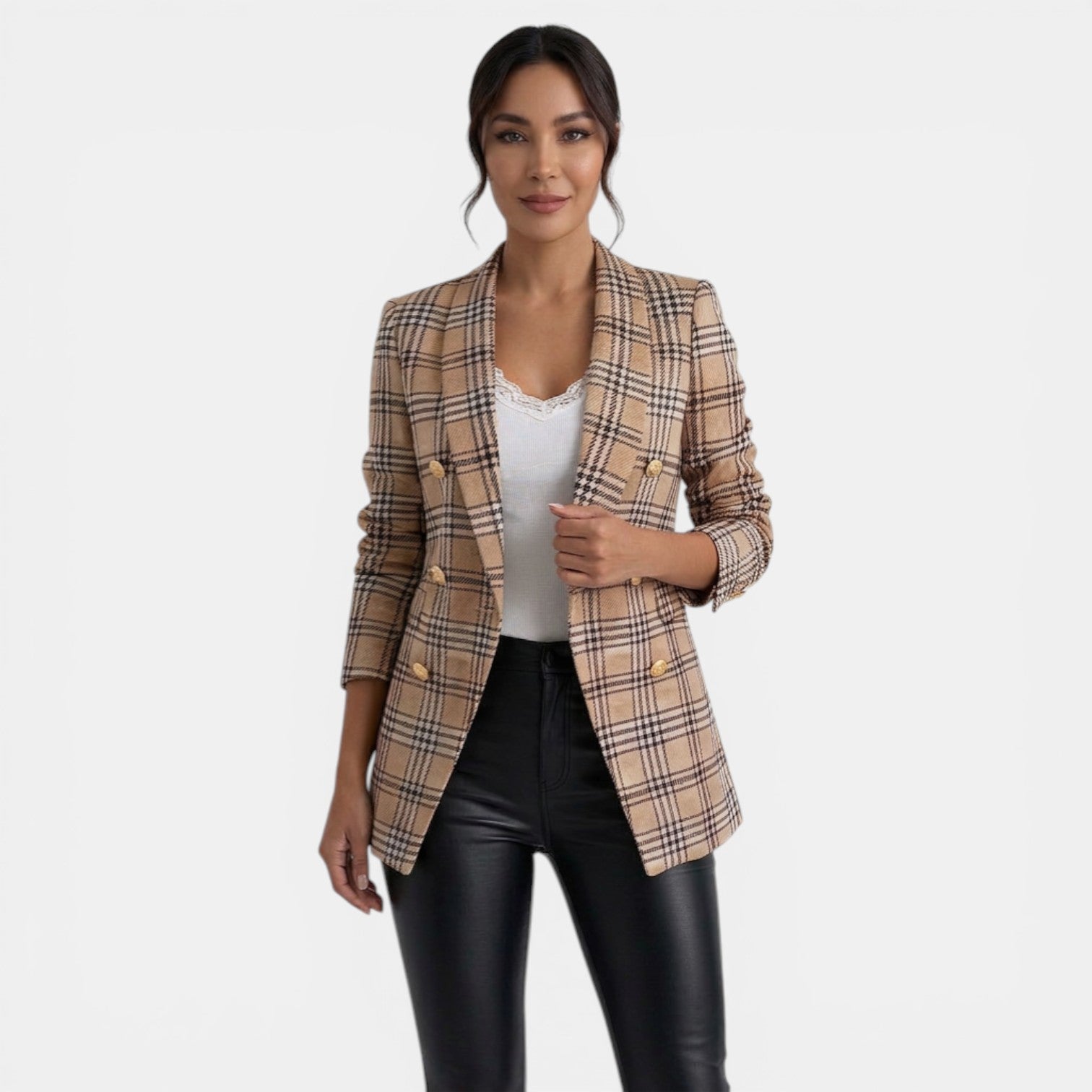 Women's Double-Breasted Printed Blazer Coat