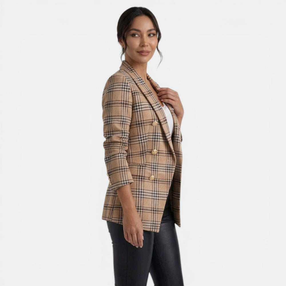 Women's Double-Breasted Printed Blazer Coat