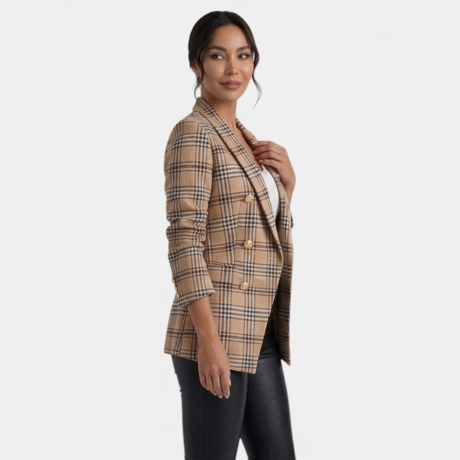 Women's Double-Breasted Printed Blazer Coat