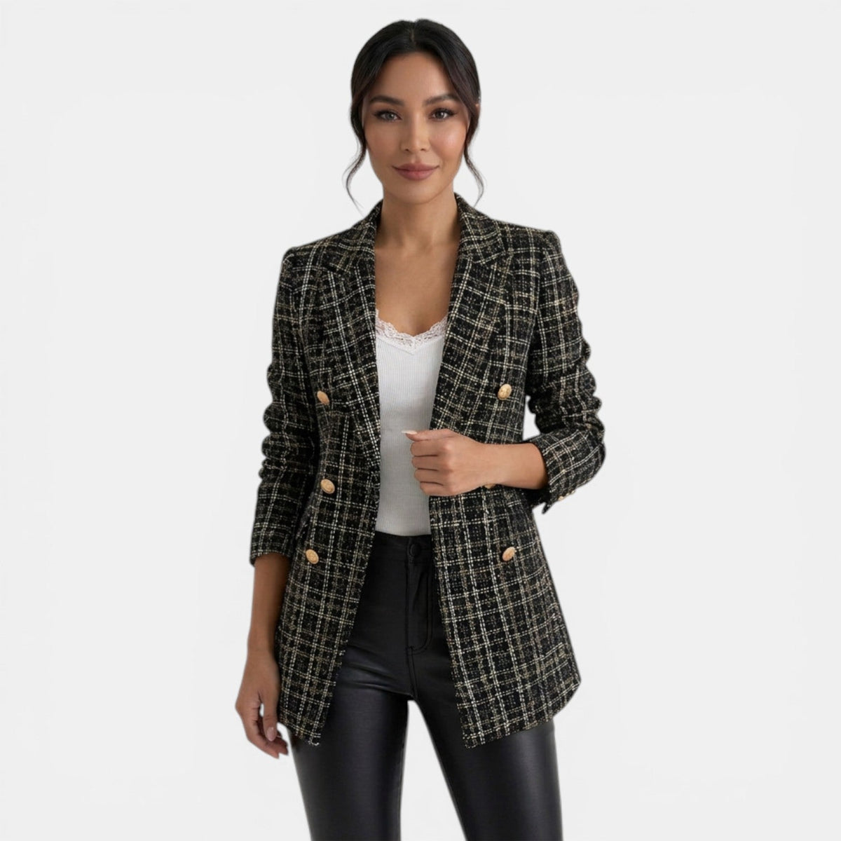 Women's Double-Breasted Printed Blazer Coat