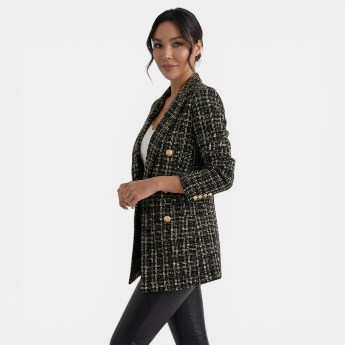 Women's Double-Breasted Printed Blazer Coat