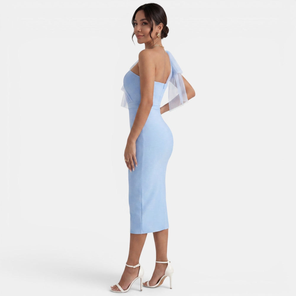 One Shoulder Party Midi Dress