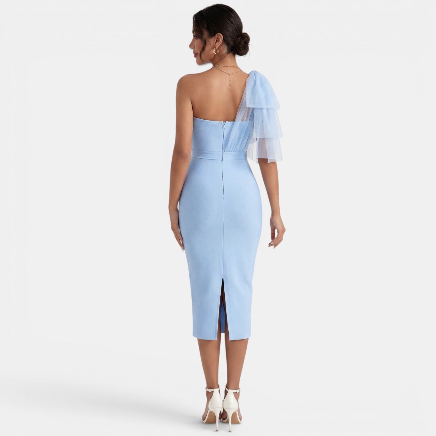 One Shoulder Party Midi Dress