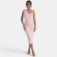 One Shoulder Party Midi Dress