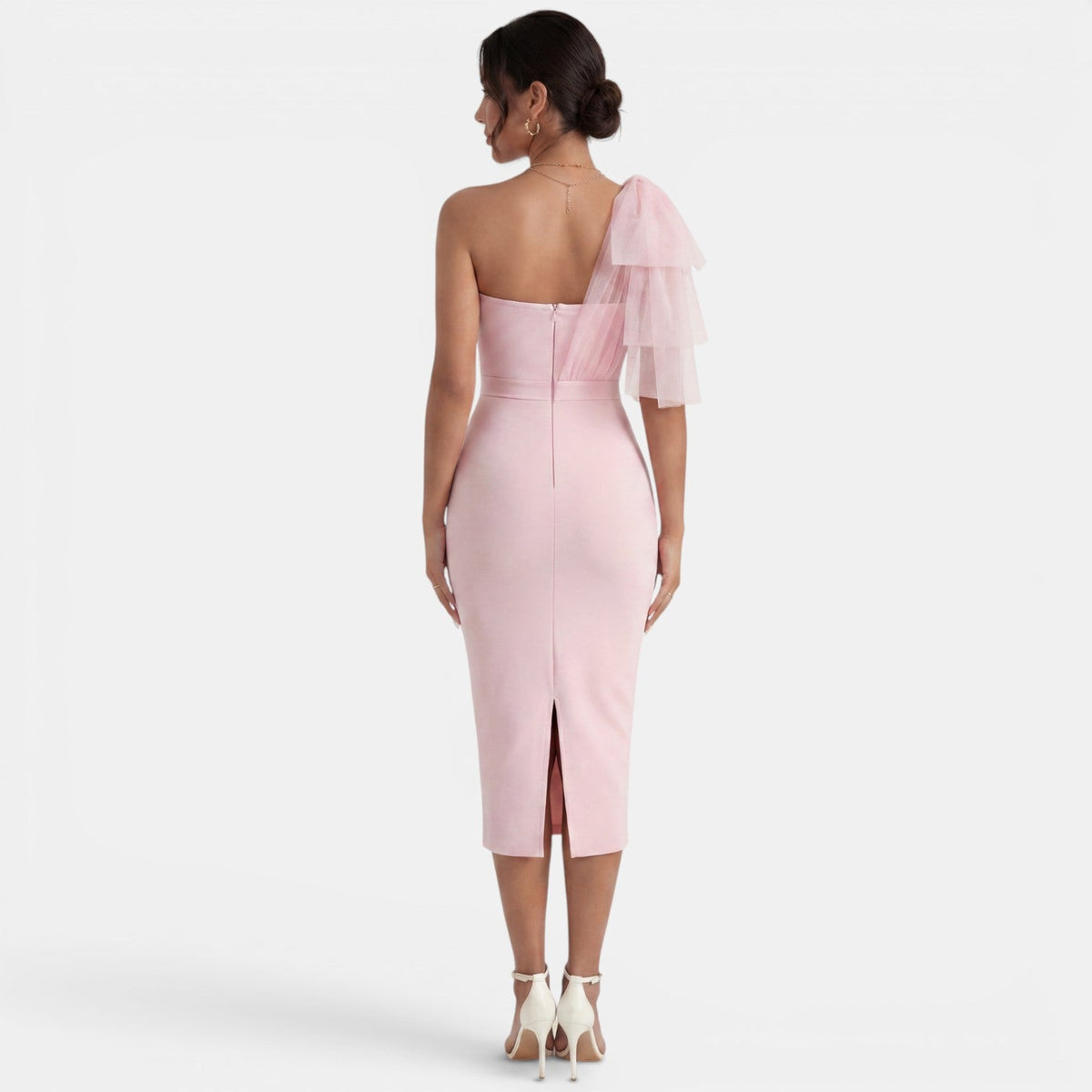 One Shoulder Party Midi Dress