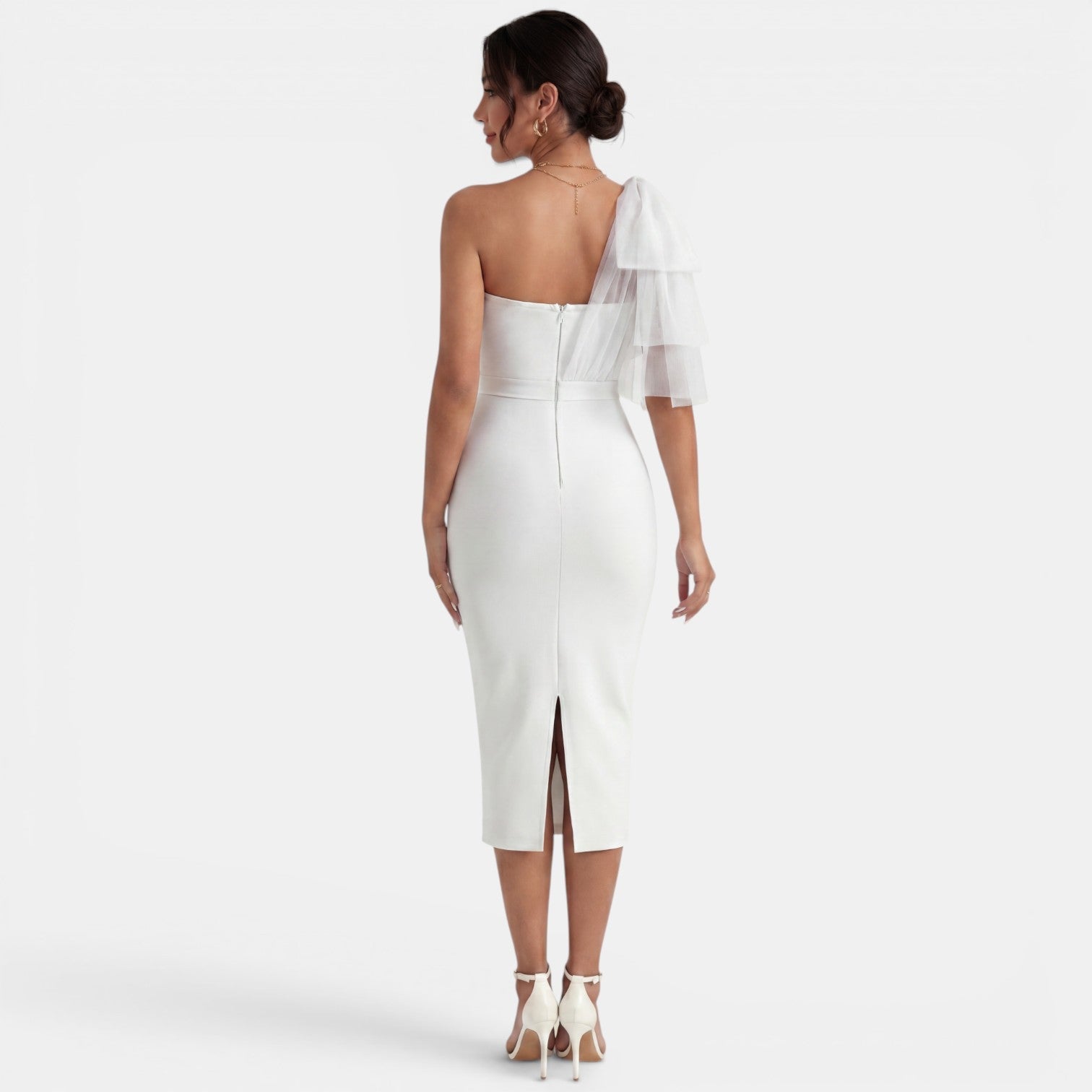 One Shoulder Party Midi Dress