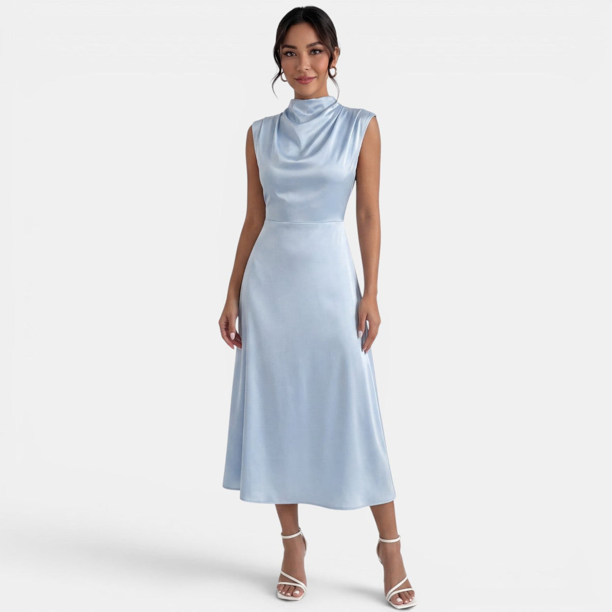 Women's Elegant High Neck Midi Dress