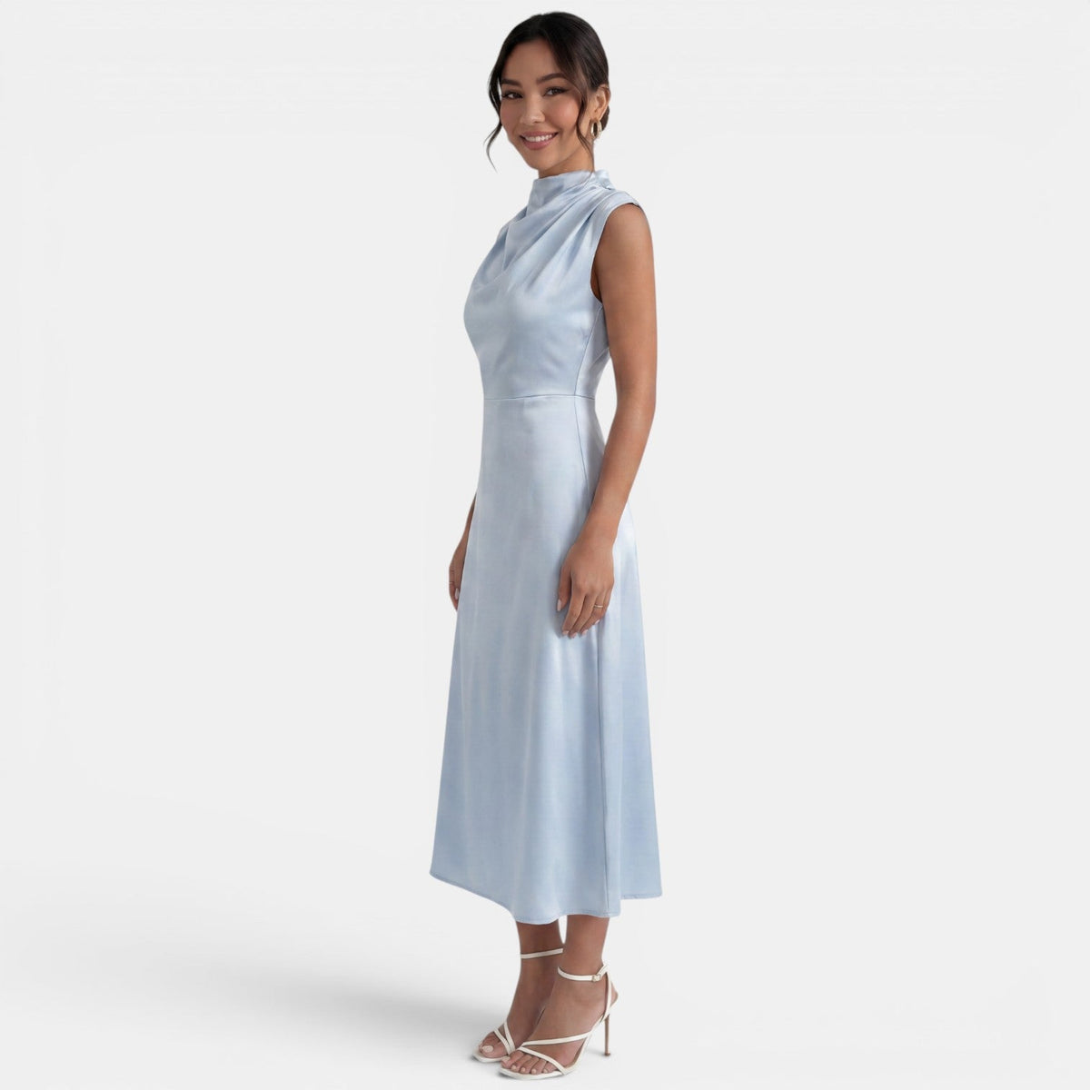Women's Elegant High Neck Midi Dress