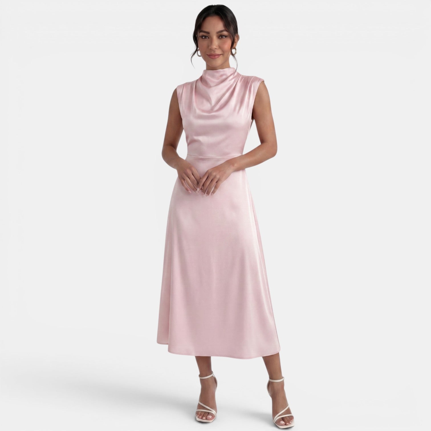 Women's Elegant High Neck Midi Dress