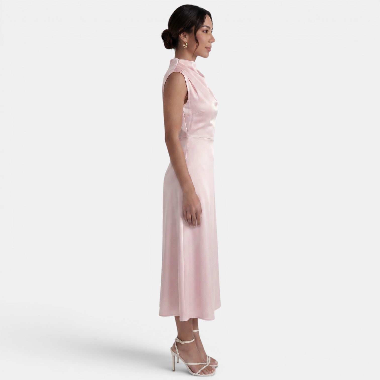 Women's Elegant High Neck Midi Dress