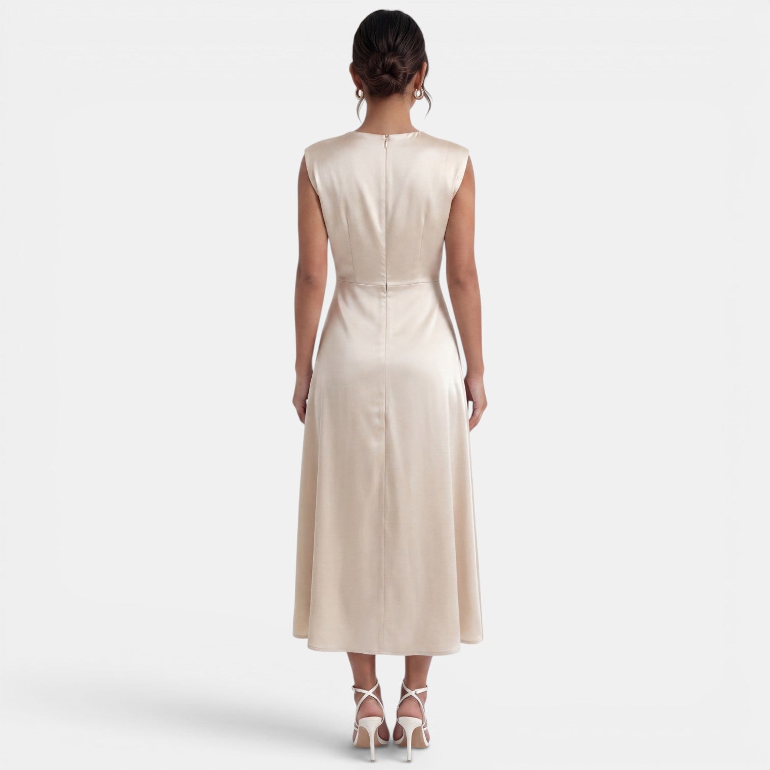Women's Elegant High Neck Midi Dress