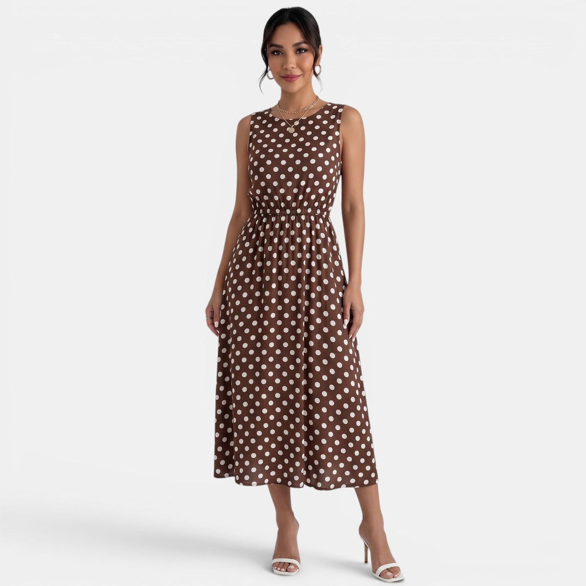 Women's Summer Polka Dot Midi Dress