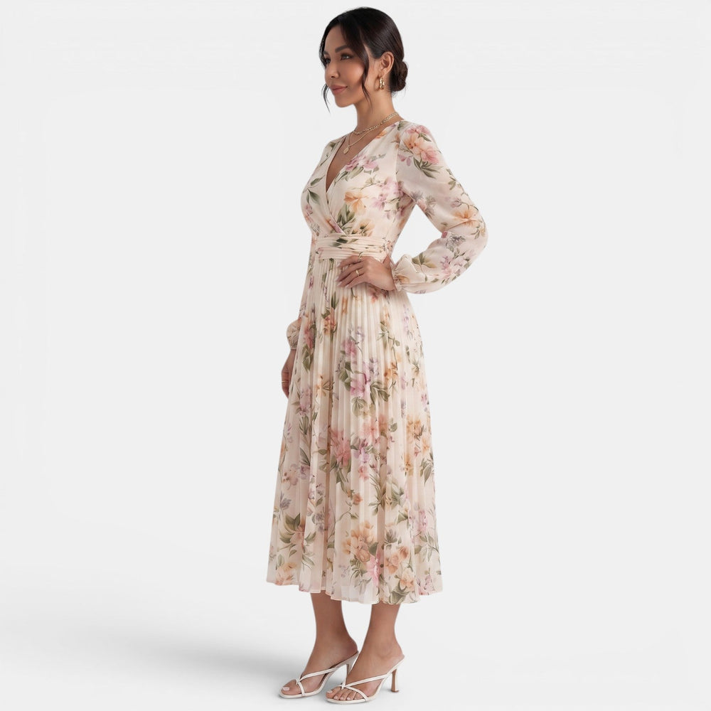 Elegant Floral Midi Dress for Women