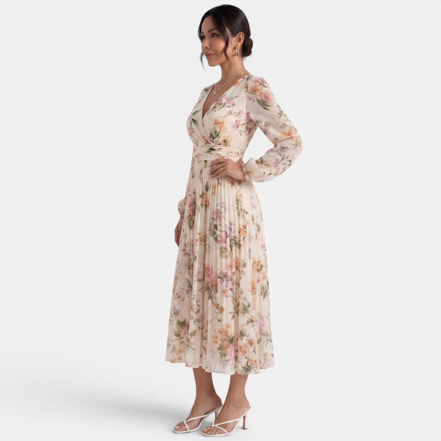 Elegant Floral Midi Dress for Women