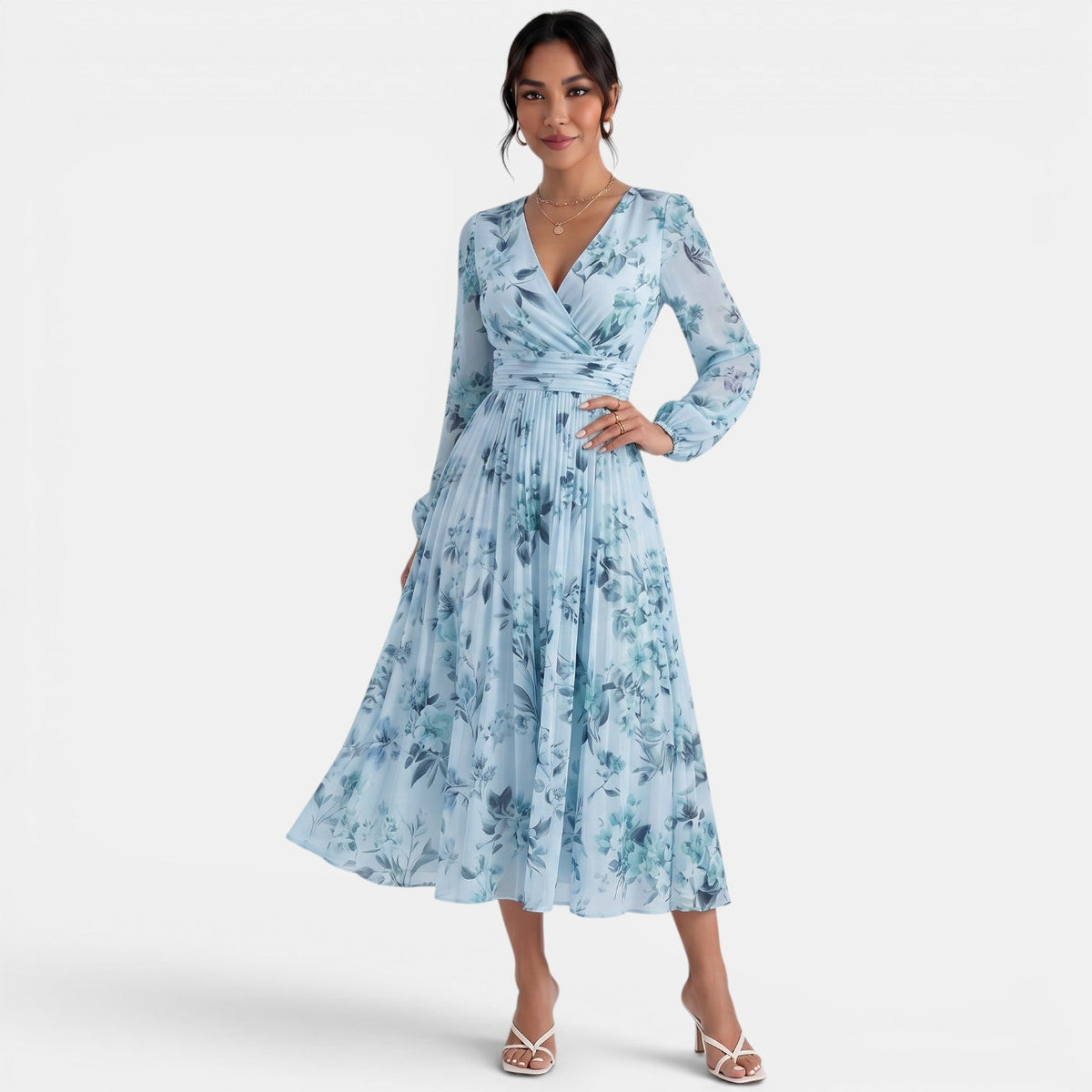 Elegant Floral Midi Dress for Women
