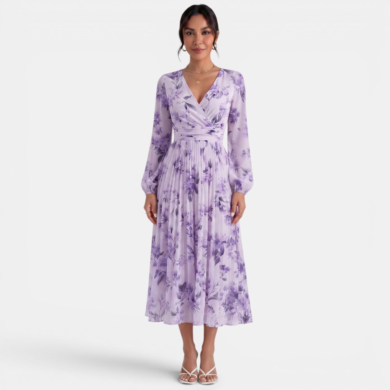Elegant Floral Midi Dress for Women