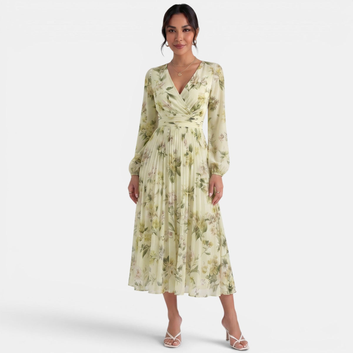Elegant Floral Midi Dress for Women
