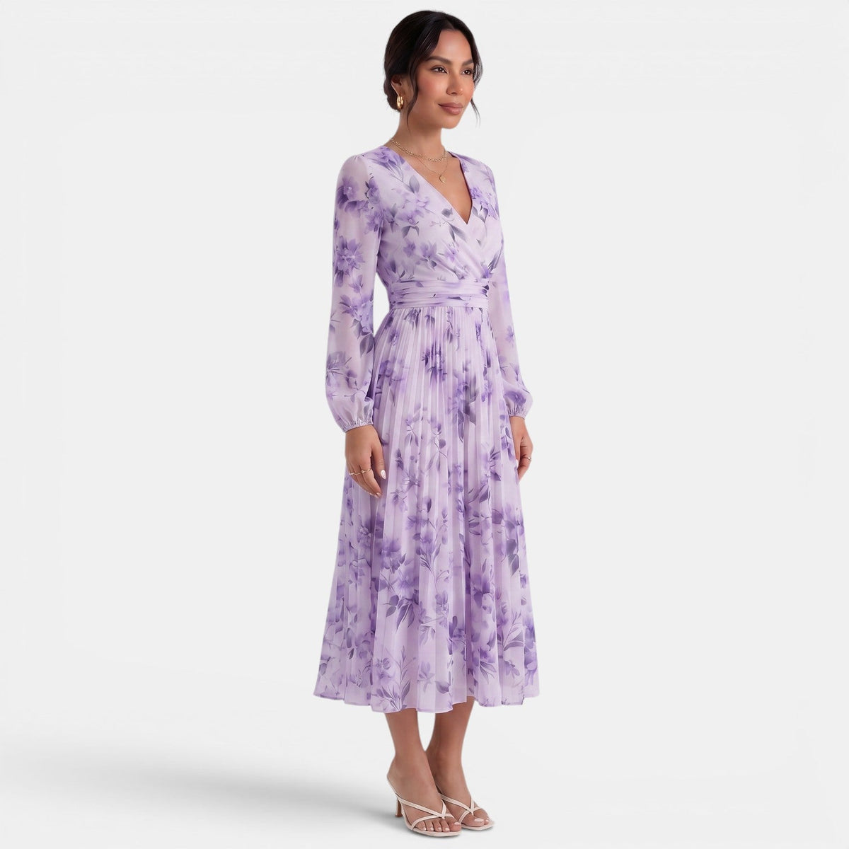 Elegant Floral Midi Dress for Women