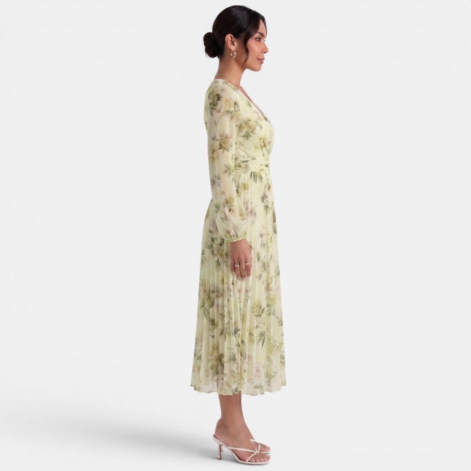 Elegant Floral Midi Dress for Women