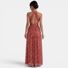 Red Floral Halter Maxi Dress