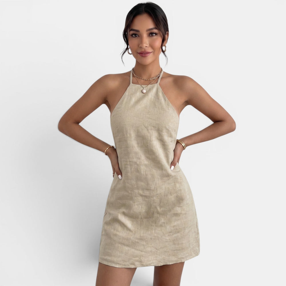 Women's Khaki Halter Mini Dress