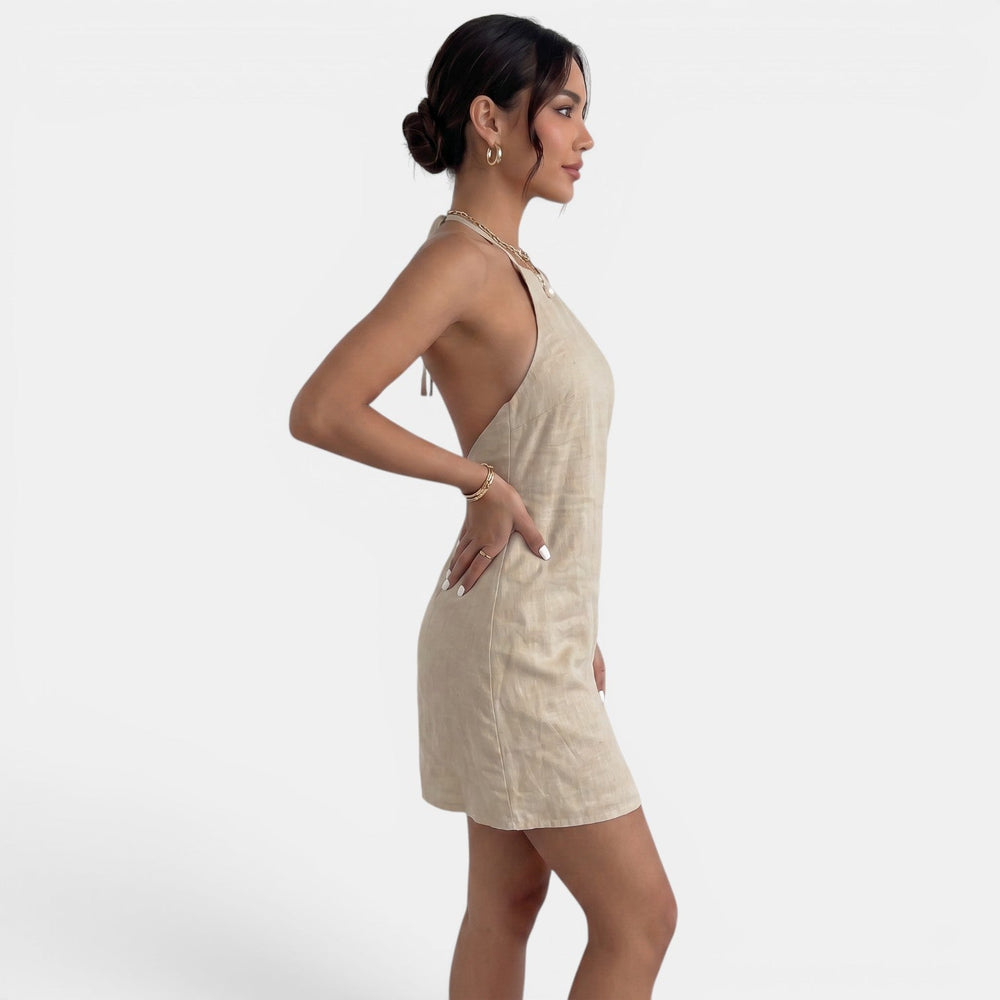 Women's Khaki Halter Mini Dress