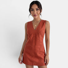 Women's V-Neck Linen Summer Mini Dress