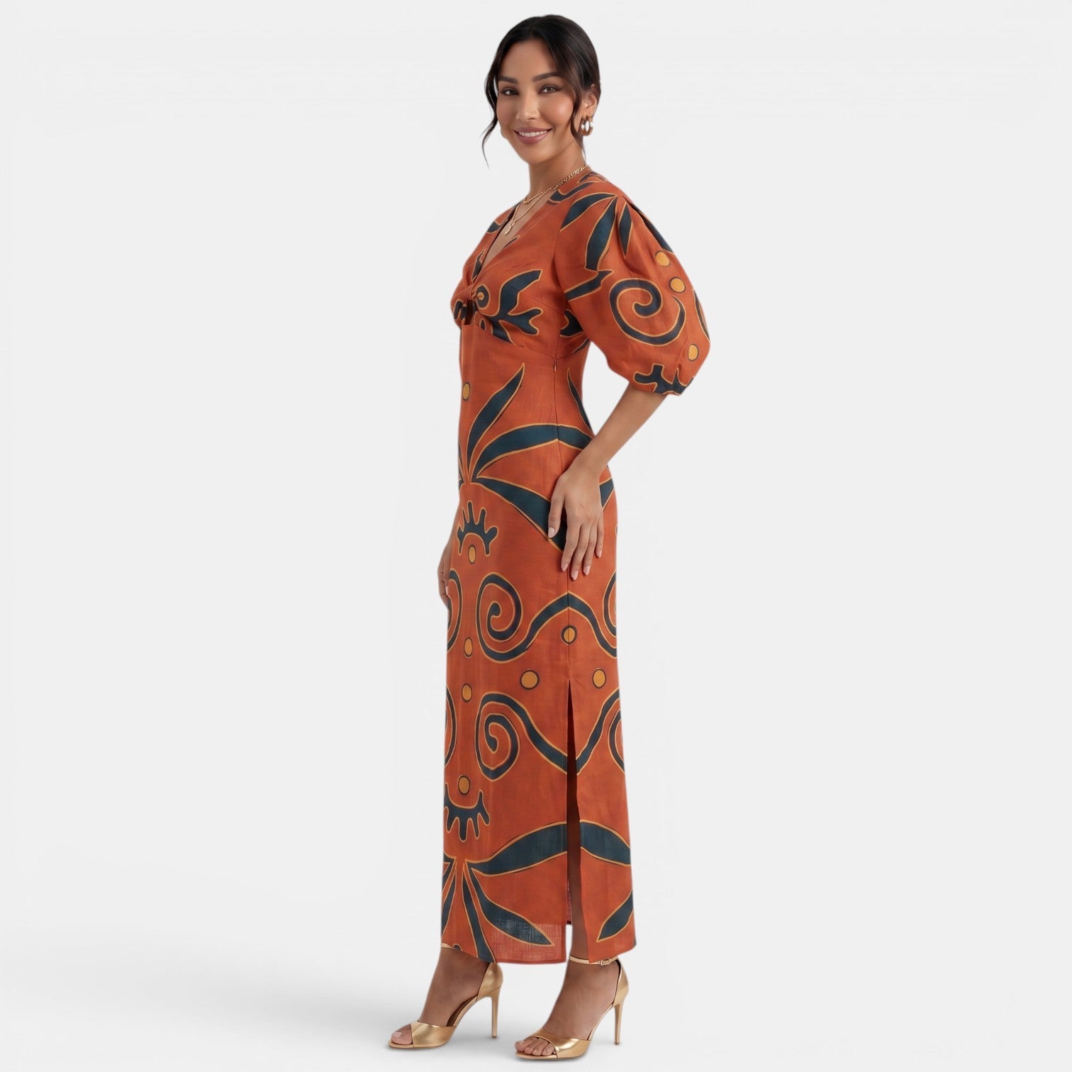 Long Red Linen Dress