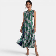 Women's Summer Green Linen Midi Dress