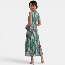 Women's Summer Green Linen Midi Dress