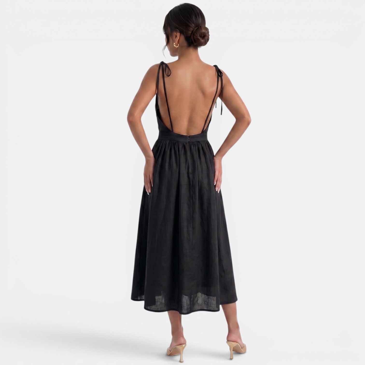 Summer A-Line Linen Midi Dress