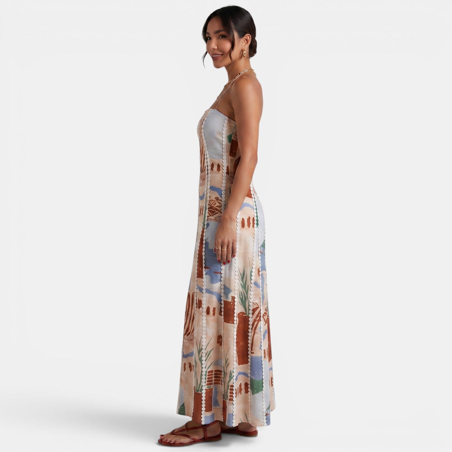 Multicolour Lace Long Summer Dress