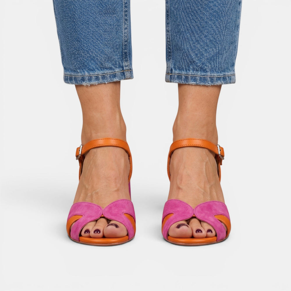 Women's Pink Supportive Heeled Sandals