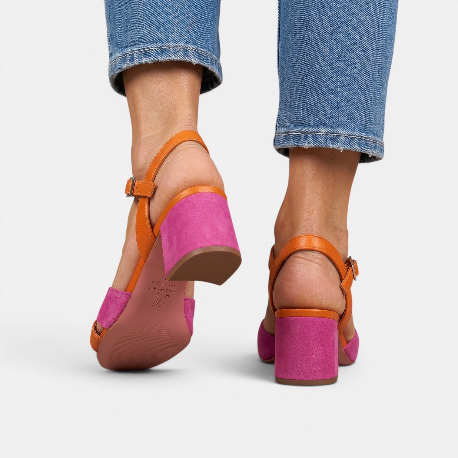 Women's Pink Supportive Heeled Sandals