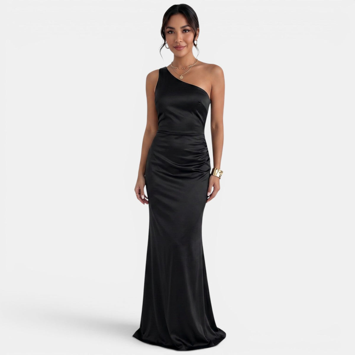 Women's One-Shoulder Asymmetrical Maxi Dress - Sleeveless