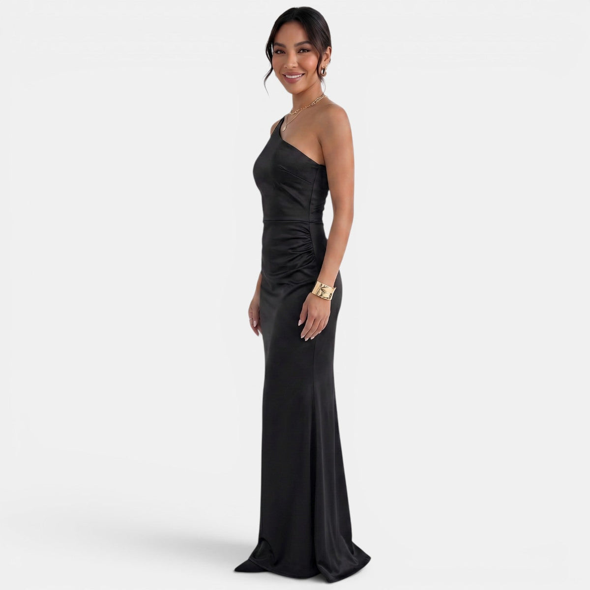 Women's One-Shoulder Asymmetrical Maxi Dress - Sleeveless