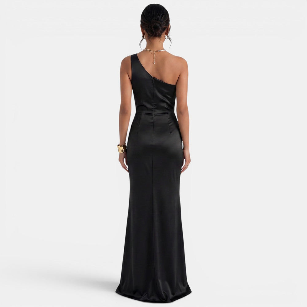Women's One-Shoulder Asymmetrical Maxi Dress - Sleeveless