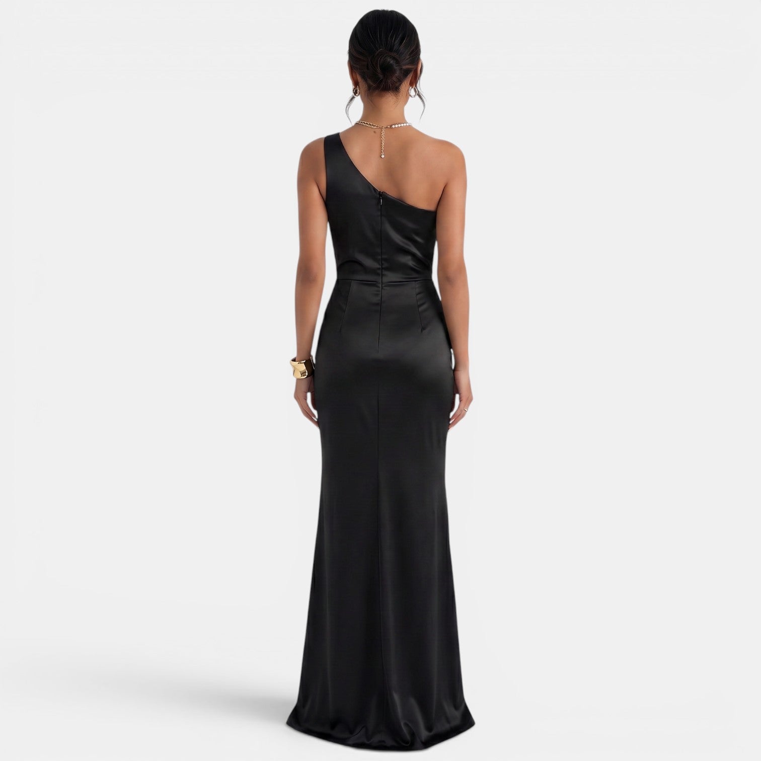 Women's One-Shoulder Asymmetrical Maxi Dress - Sleeveless