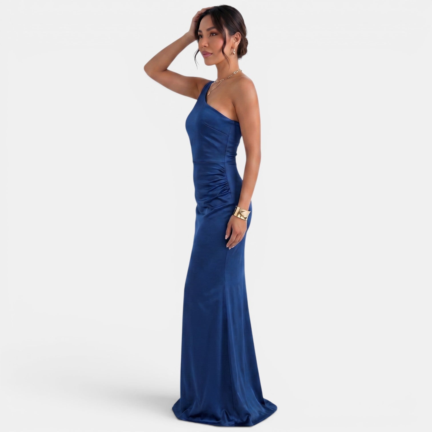 Women's One-Shoulder Asymmetrical Maxi Dress - Sleeveless