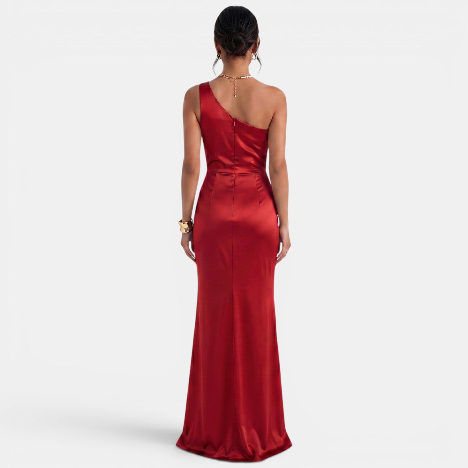 Women's One-Shoulder Asymmetrical Maxi Dress - Sleeveless